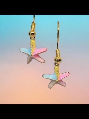 Multi Pastel Starfish Drop Earrings